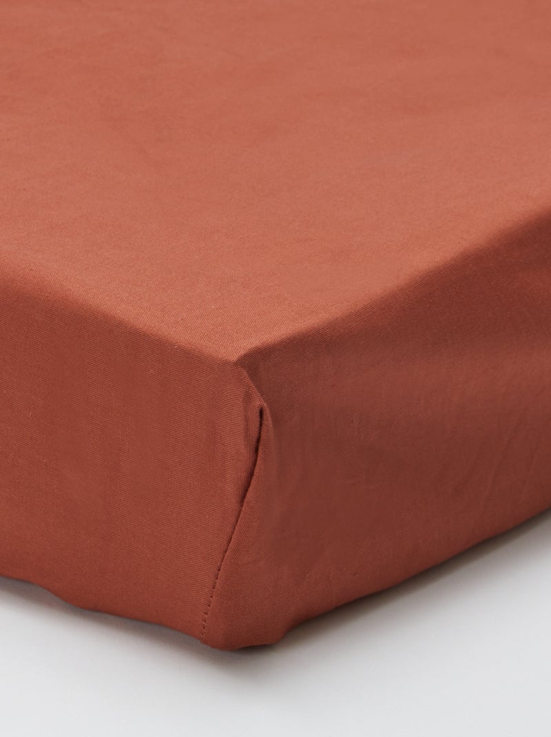 Drap housse 2 personnes 180 x 200 cm en coton Marron - Kiabi