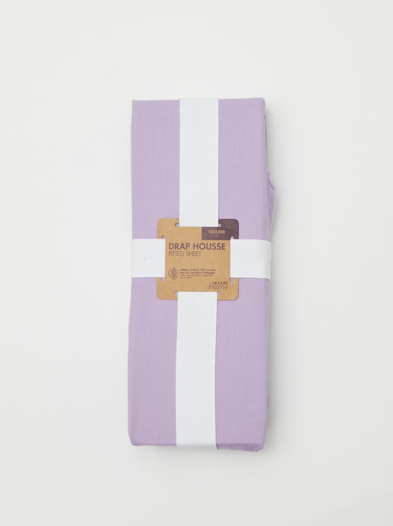 Drap housse 2 personnes (180x200) en coton - Kiabi Home Lilas - Kiabi