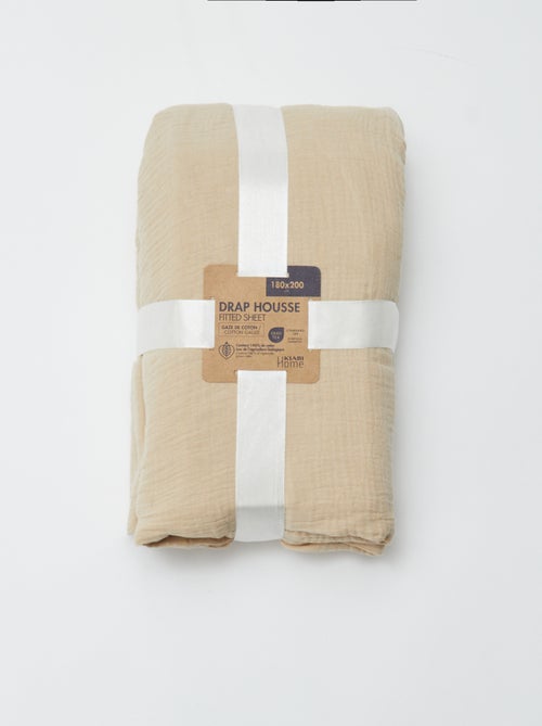 Drap housse 2 personnes (180x200) en double gaze de coton - Kiabi Home - Kiabi