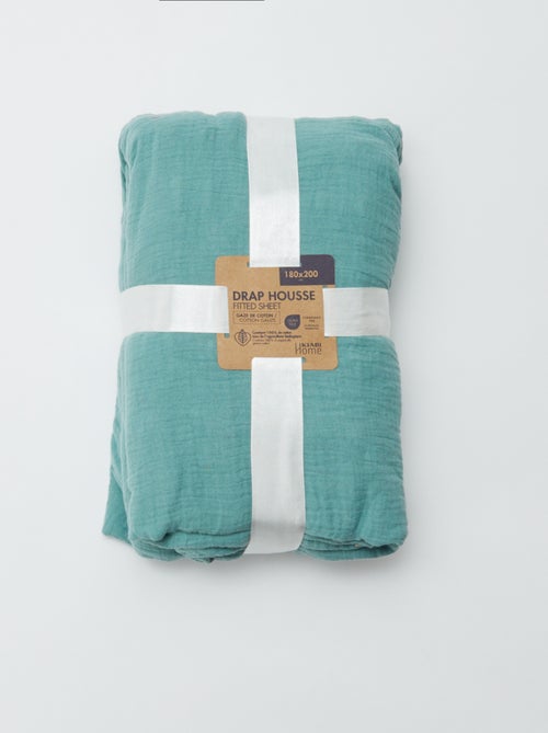 Drap housse 2 personnes (180x200) en double gaze de coton - Kiabi Home - Kiabi Drap housse 2 personnes (180x200) en double gaze de coton - Kiabi Home - Kiabi