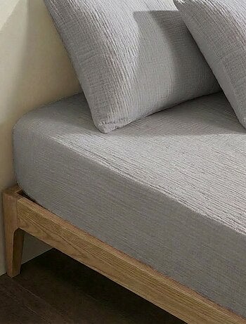 Drap housse 2 personnes (180x200) en double gaze de coton - Kiabi Home