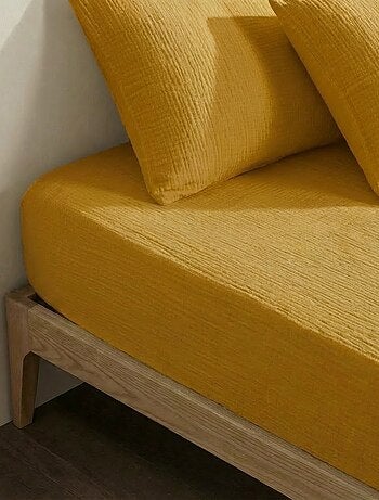 Drap housse 2 personnes (180x200) en double gaze de coton - Kiabi Home