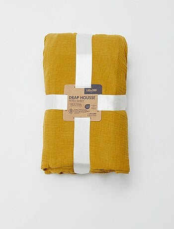 Drap housse 2 personnes (180x200) en double gaze de coton - Kiabi Home