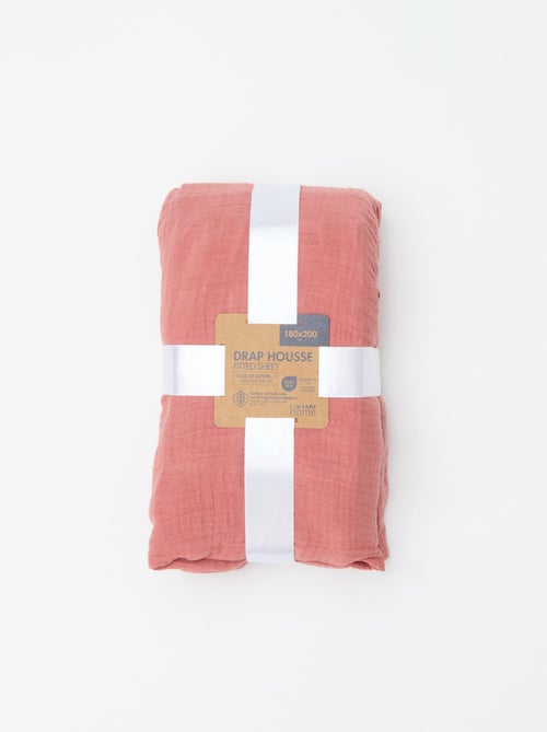 Drap housse 2 personnes (180x200) en double gaze de coton - Kiabi Home - Kiabi