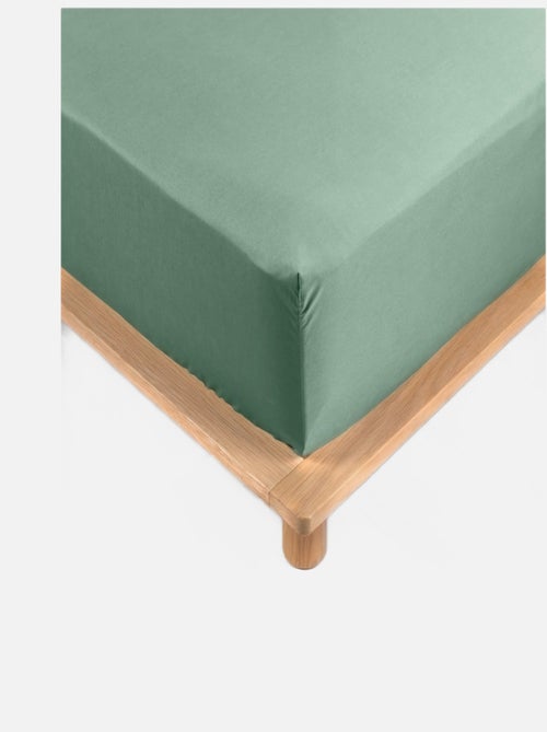 DRAP HOUSSE 2 PERSONNES PERCALE UNI 78 FILS PERCALINE TILLEUL - Kiabi