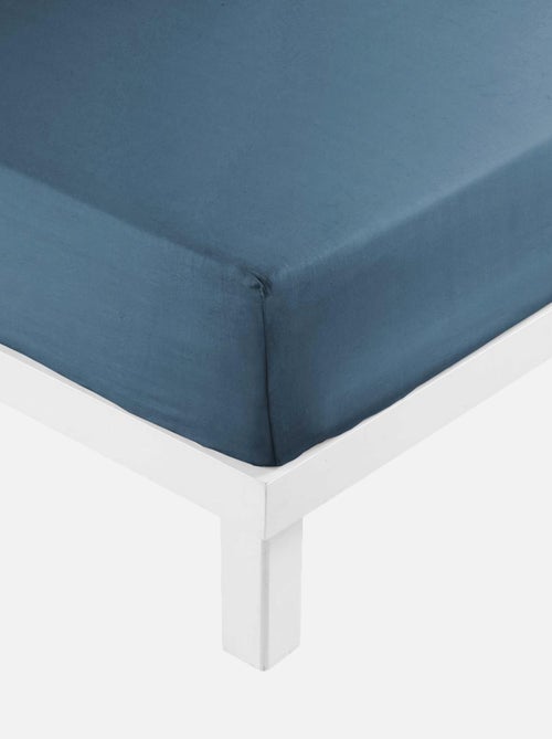 DRAP HOUSSE 2 PERSONNES UNI 57 FILS LINA BLEU NUIT - Kiabi