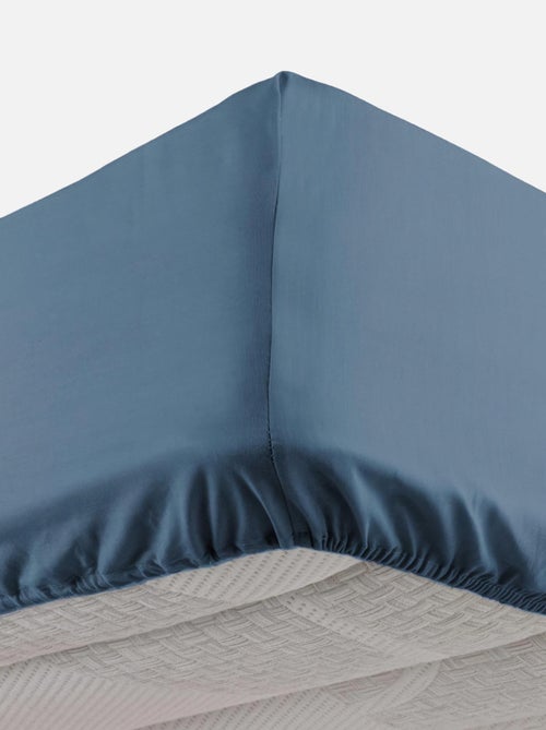 DRAP HOUSSE 2 PERSONNES UNI 57 FILS LINA BLEU NUIT - Kiabi