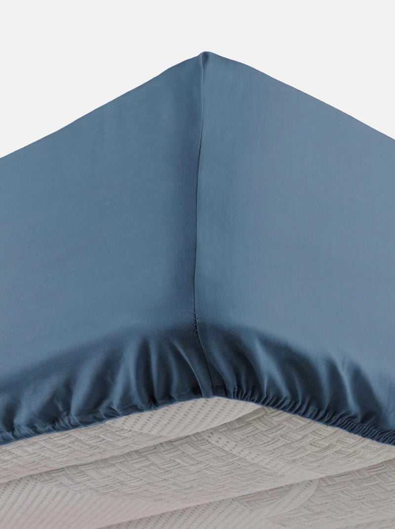 DRAP HOUSSE 2 PERSONNES UNI 57 FILS LINA BLEU NUIT Bleu - Kiabi