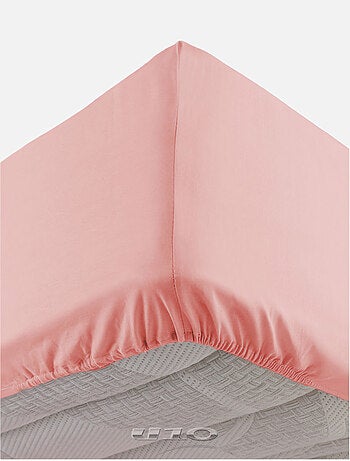 DRAP HOUSSE 2 PERSONNES UNI 57 FILS LINA ROSE DRAGEE