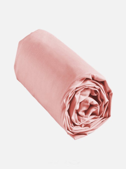 DRAP HOUSSE 2 PERSONNES UNI 57 FILS LINA ROSE DRAGEE - Kiabi