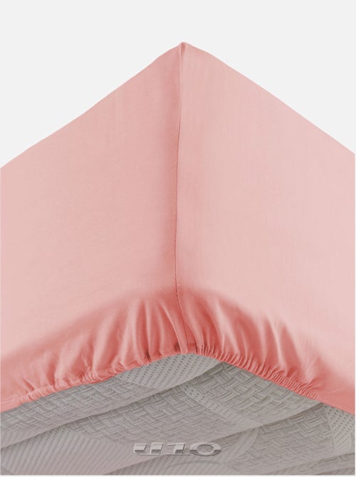DRAP HOUSSE 2 PERSONNES UNI 57 FILS LINA ROSE DRAGEE - Kiabi