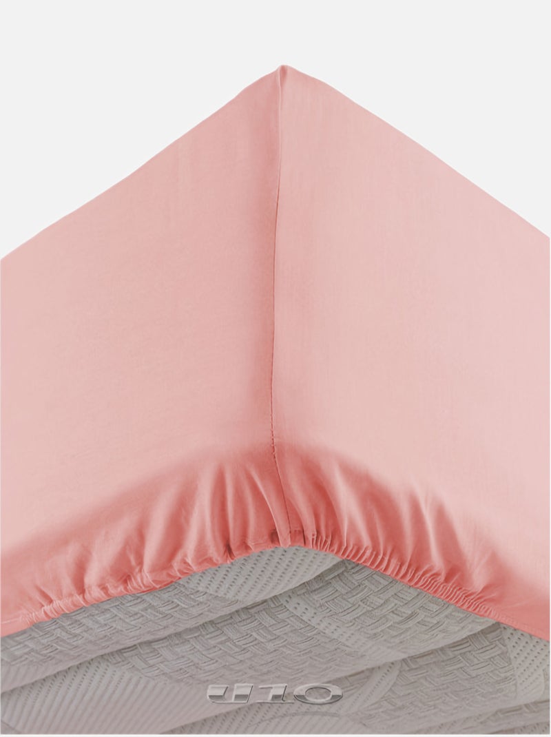 DRAP HOUSSE 2 PERSONNES UNI 57 FILS LINA ROSE DRAGEE Rose - Kiabi
