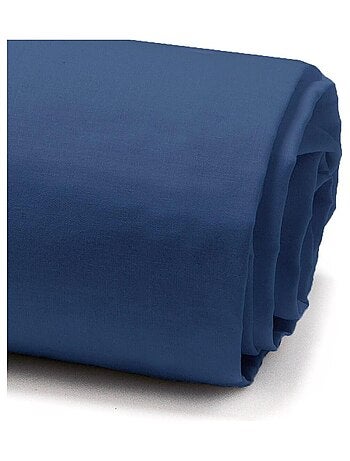 Drap housse 200x200 +35 cm Coton 57 fils Bleu Polaire - Les bras de Morphée