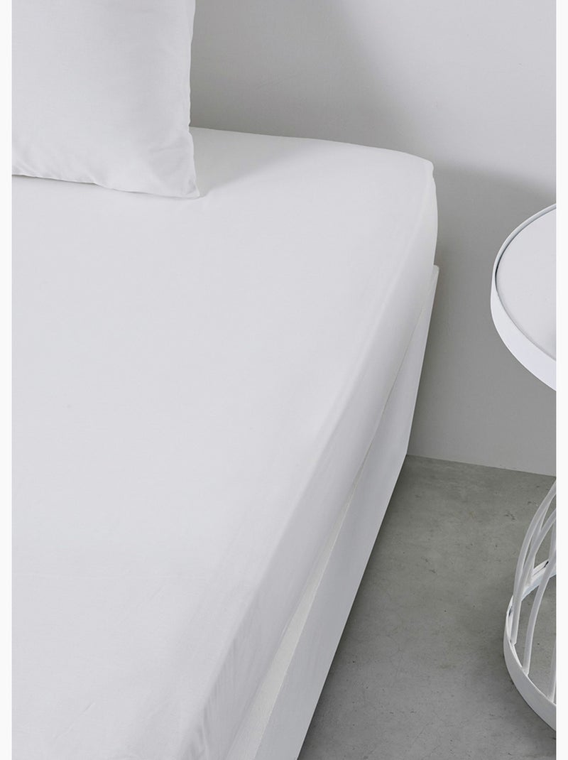 Drap housse 2 personnes uni coton ESSENTIAL Blanc - Kiabi
