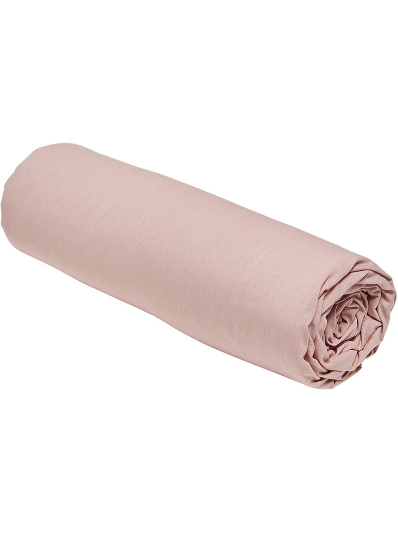 Drap housse 2 personnes uni coton ESSENTIAL Rose - Kiabi