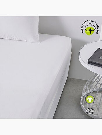 Drap housse 2 personnes uni coton grand bonnet ORGANIC