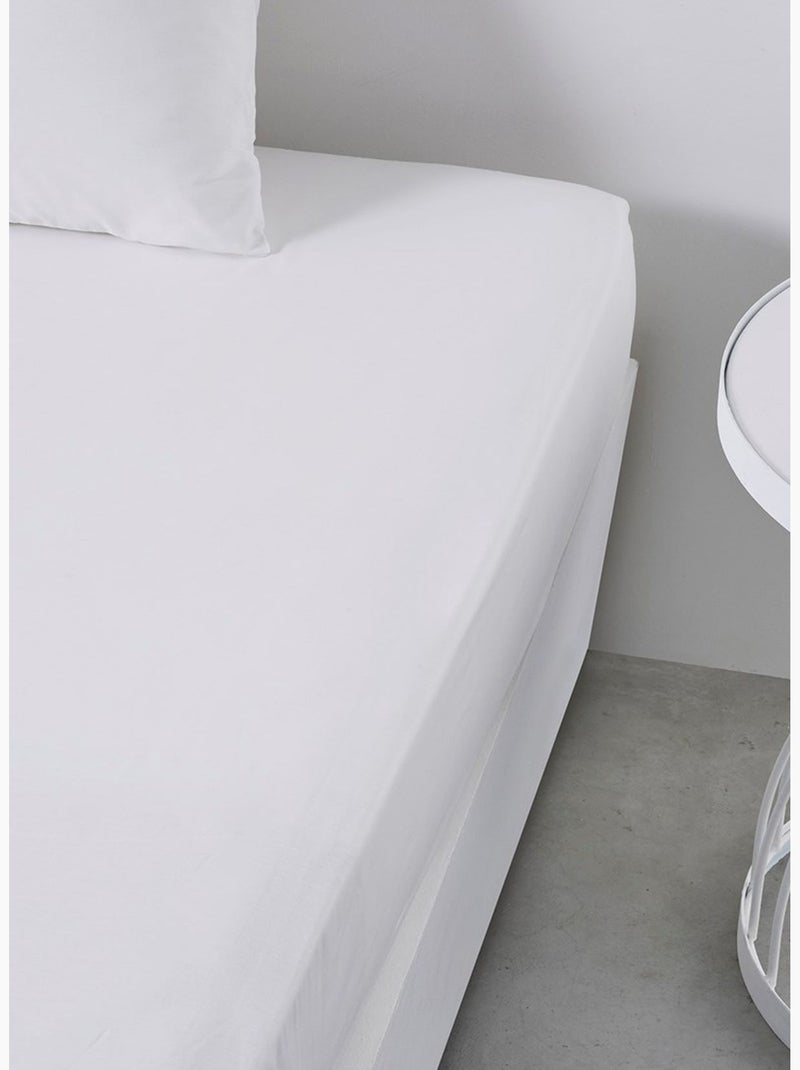 Drap housse 2 personnes uni coton grand bonnet ORGANIC Blanc - Kiabi
