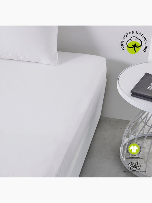 Drap housse 2 personnes uni coton grand bonnet ORGANIC - Kiabi