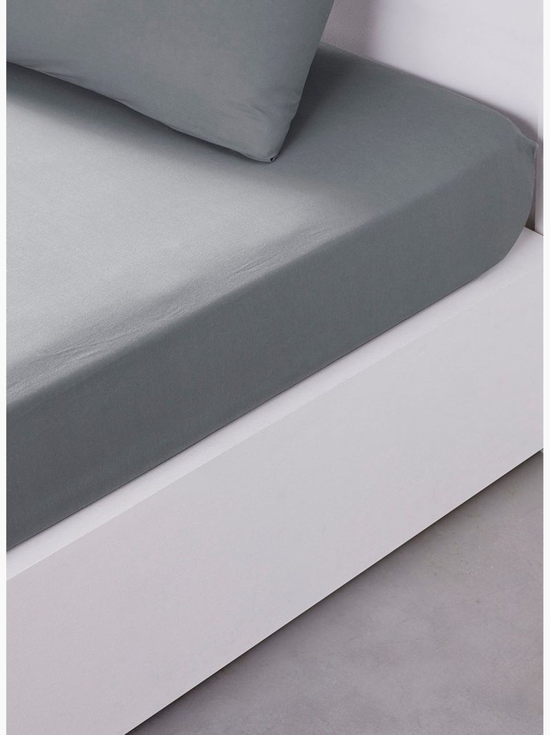 Drap housse 2 personnes uni coton grand bonnet ORGANIC Gris - Kiabi