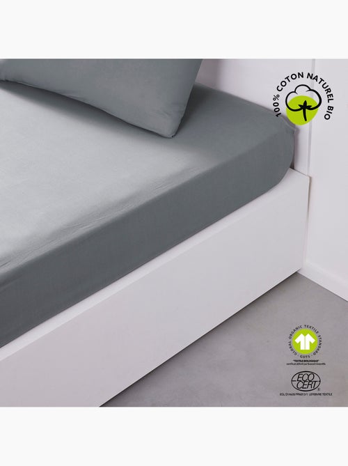Drap housse 2 personnes uni coton grand bonnet ORGANIC - Kiabi Drap housse 2 personnes uni coton grand bonnet ORGANIC - Kiabi