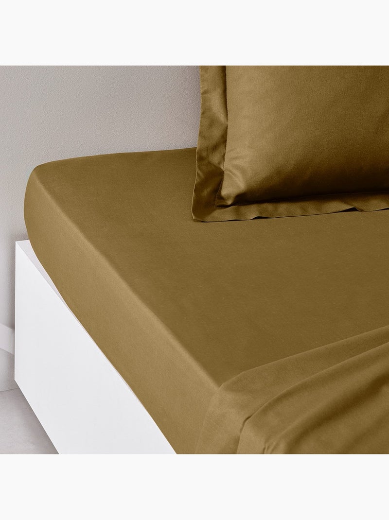 Drap housse 2 personnes uni coton grand bonnet ORGANIC Marron - Kiabi