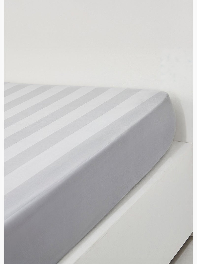 Drap housse 2 personnes uni coton grand bonnet PRESTIGE Gris - Kiabi