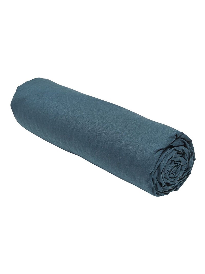 Drap housse 2 places - 100% coton BIO Bleu - Kiabi