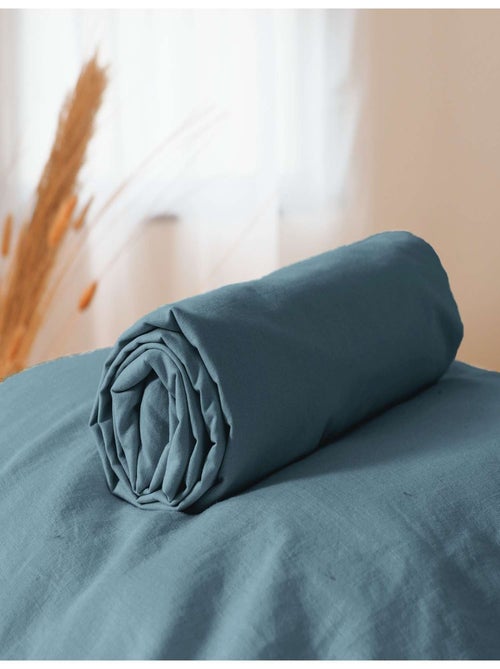 Drap housse 2 places 100% coton lavé bonnet 25 cm grande taille - Kiabi