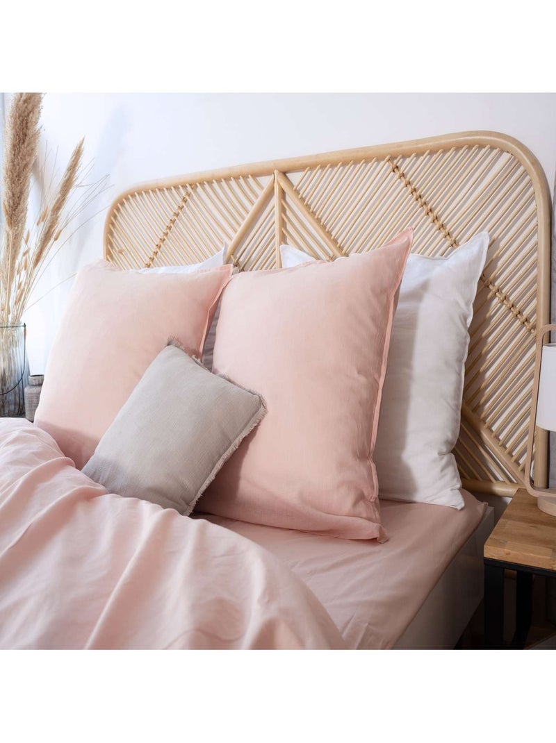 Drap housse 2 places 100% coton lavé bonnet 25 cm grande taille Rose - Kiabi