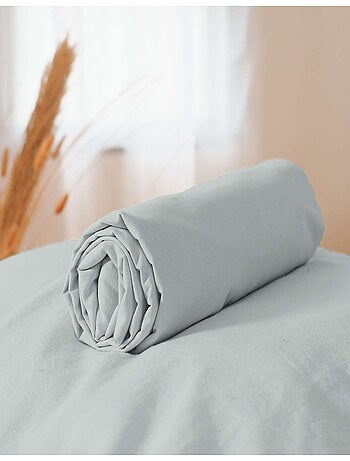 Drap housse 2 places 100% coton lavé bonnet 25 cm