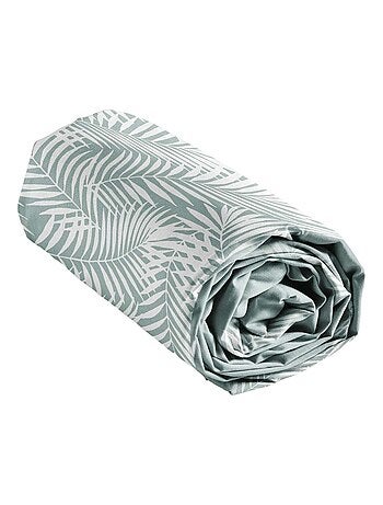 Drap housse 2 places 100% coton motifs feuillages BONA