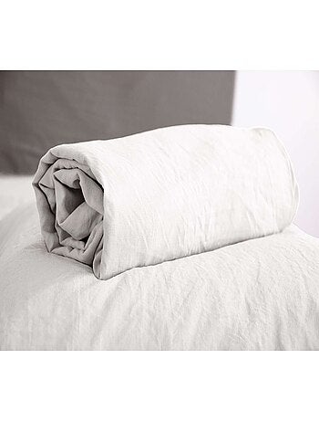 Drap housse 2 places 100% microfibre lavée bonnet 28 cm