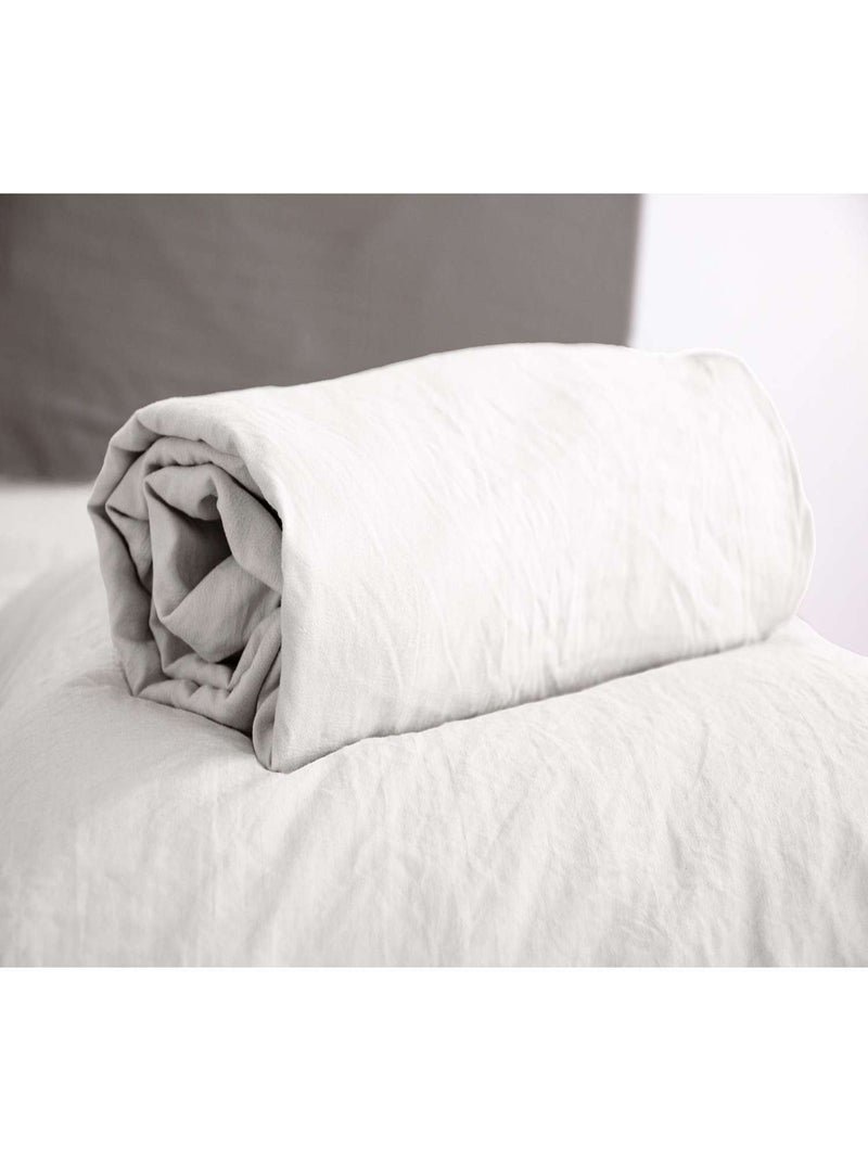Drap housse 2 places 100% microfibre lavée bonnet 28 cm Blanc - Kiabi