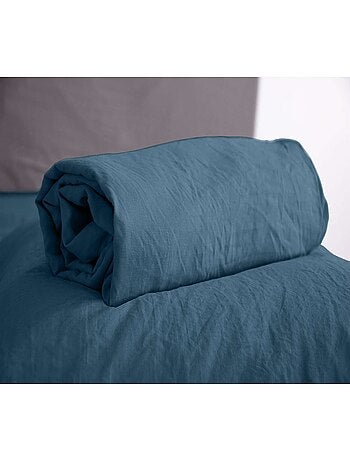 Drap housse 2 places 100% microfibre lavée bonnet 28 cm