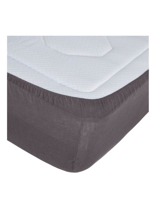 Drap housse 2 places en 100% lin - Kiabi