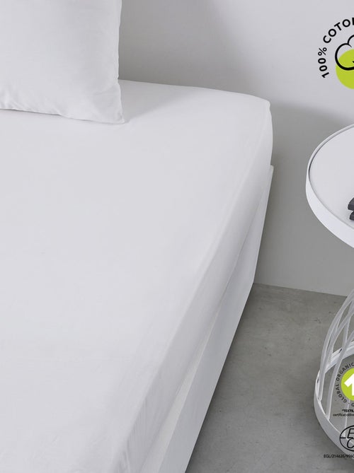 Drap housse 2 places en coton BIO taille king size - Kiabi