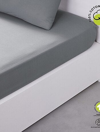 Drap housse 2 places en coton BIO taille queen size