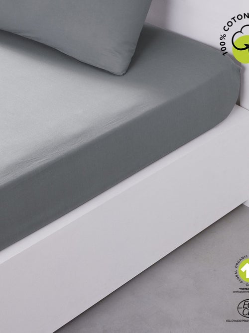 Drap housse 2 places en coton BIO taille queen size - Kiabi Drap housse 2 places en coton BIO taille queen size - Kiabi