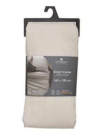 Drap housse 2 places en coton CARINA