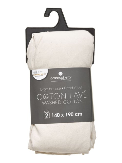 Drap housse 2 places en coton lavé VILMA - Kiabi Drap housse 2 places en coton lavé VILMA - Kiabi