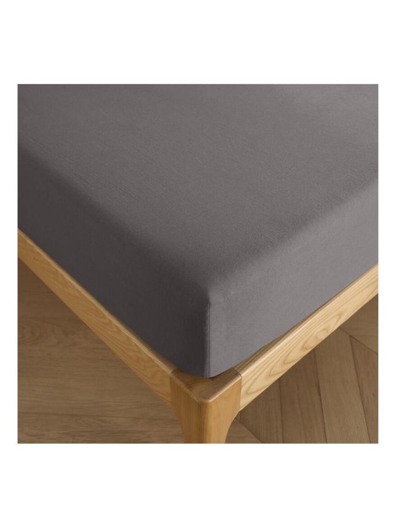 Drap housse 200 x 200 cm bonnet 30 cm "Prémium" pour lit 2 places King Size - Prémium Ardoise Gris - Kiabi