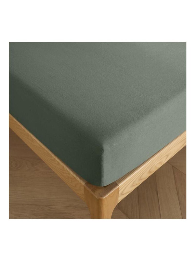 Drap housse 200 x 200 cm bonnet 30 cm "Prémium" pour lit 2 places King Size - Prémium Romarin Vert - Kiabi