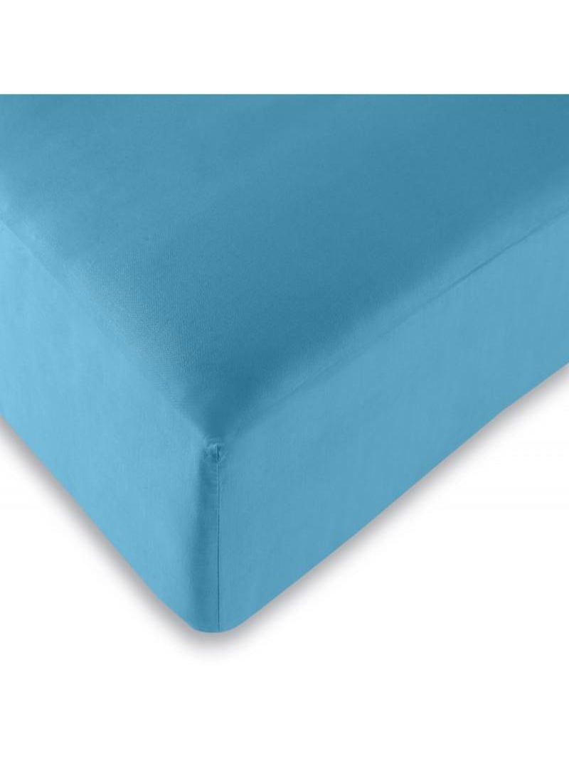 Drap housse 57 fils/cm² toutes dimensions - Turquoise - 140 x 190 cm Bleu turquoise - Kiabi
