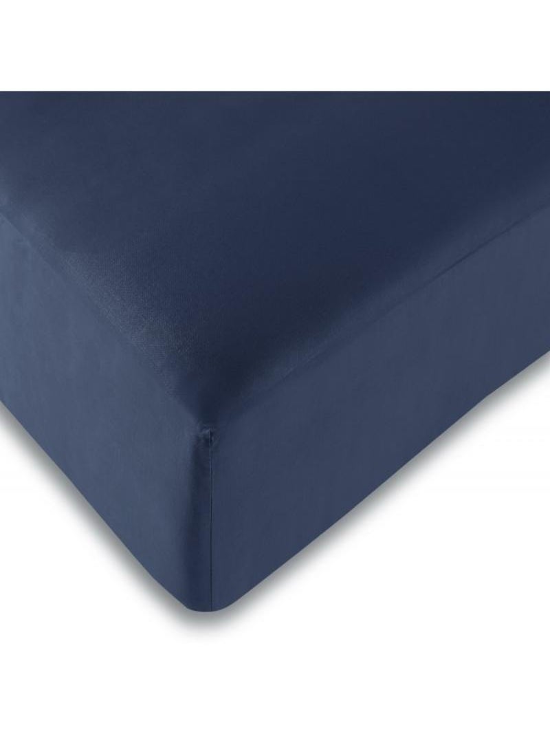 Drap housse 57 fils/cm² toutes dimensions Bleu marine - Kiabi