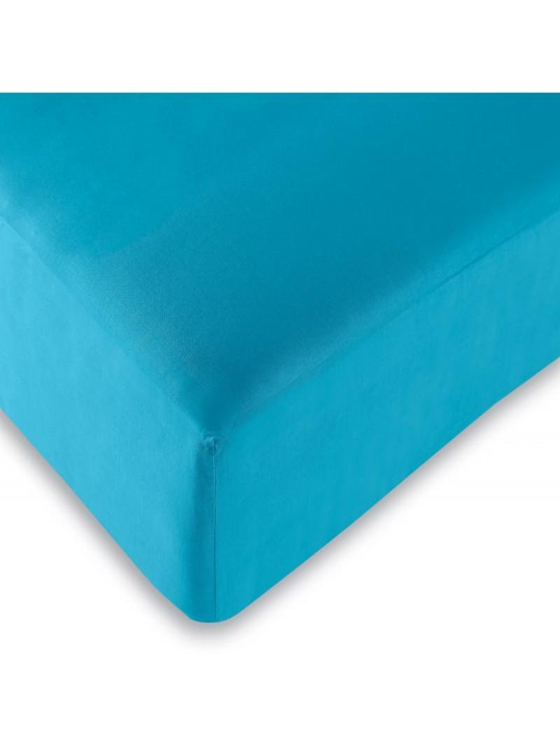 Drap housse 57 fils/cm² toutes dimensions Bleu turquoise - Kiabi