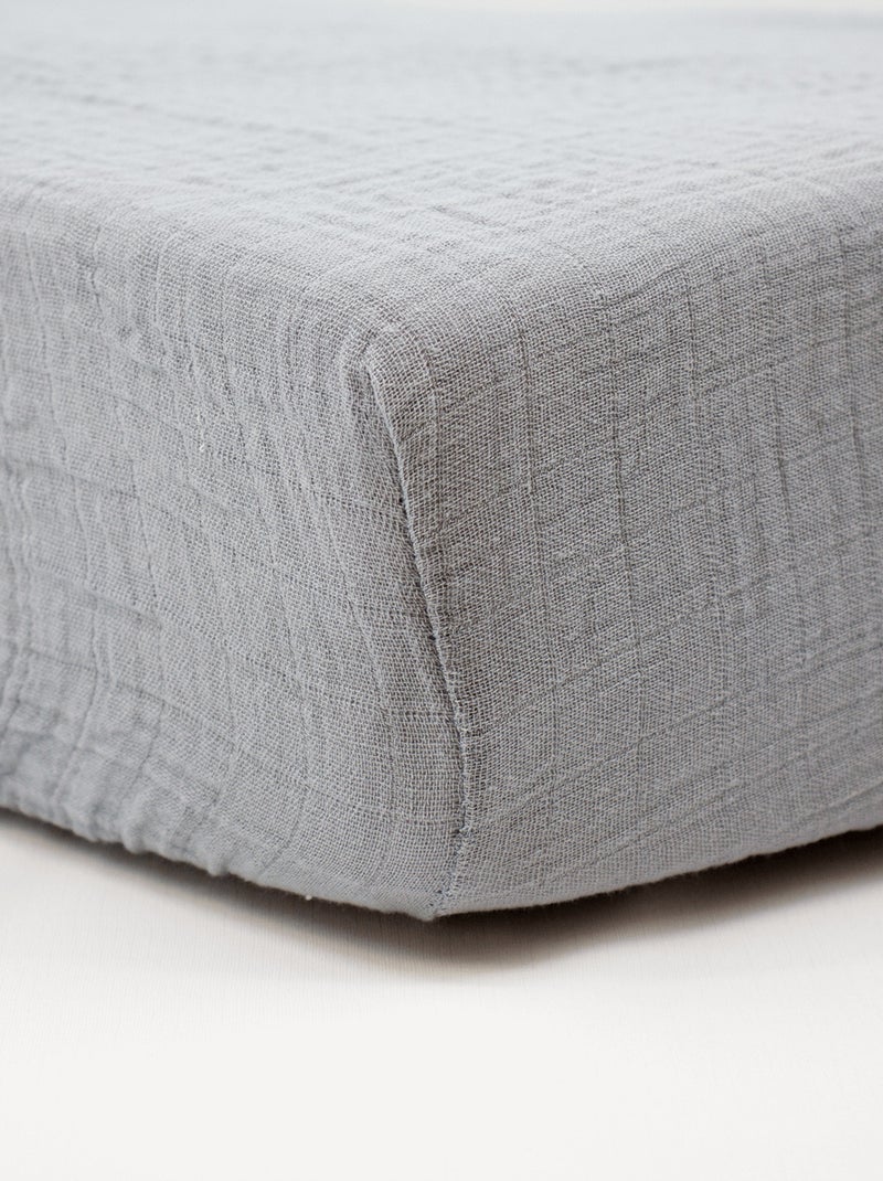 Drap-housse 70x140 cm Naissance en Gaze de Coton Uni - Babycalin Gris - Kiabi