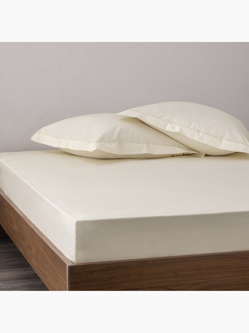 Drap-housse – 80 fils/cm² – Bonnet 35 cm Ivoire - Kiabi