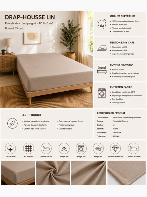 Drap-housse – 80 fils/cm² – Bonnet 35 cm - Kiabi Drap-housse – 80 fils/cm² – Bonnet 35 cm - Kiabi