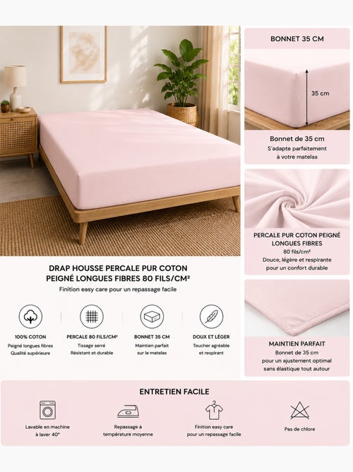 Drap-housse – 80 fils/cm² – Bonnet 35 cm - Kiabi Drap-housse – 80 fils/cm² – Bonnet 35 cm - Kiabi