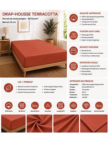 Drap-housse – 80 fils/cm² – bonnet 35 cm